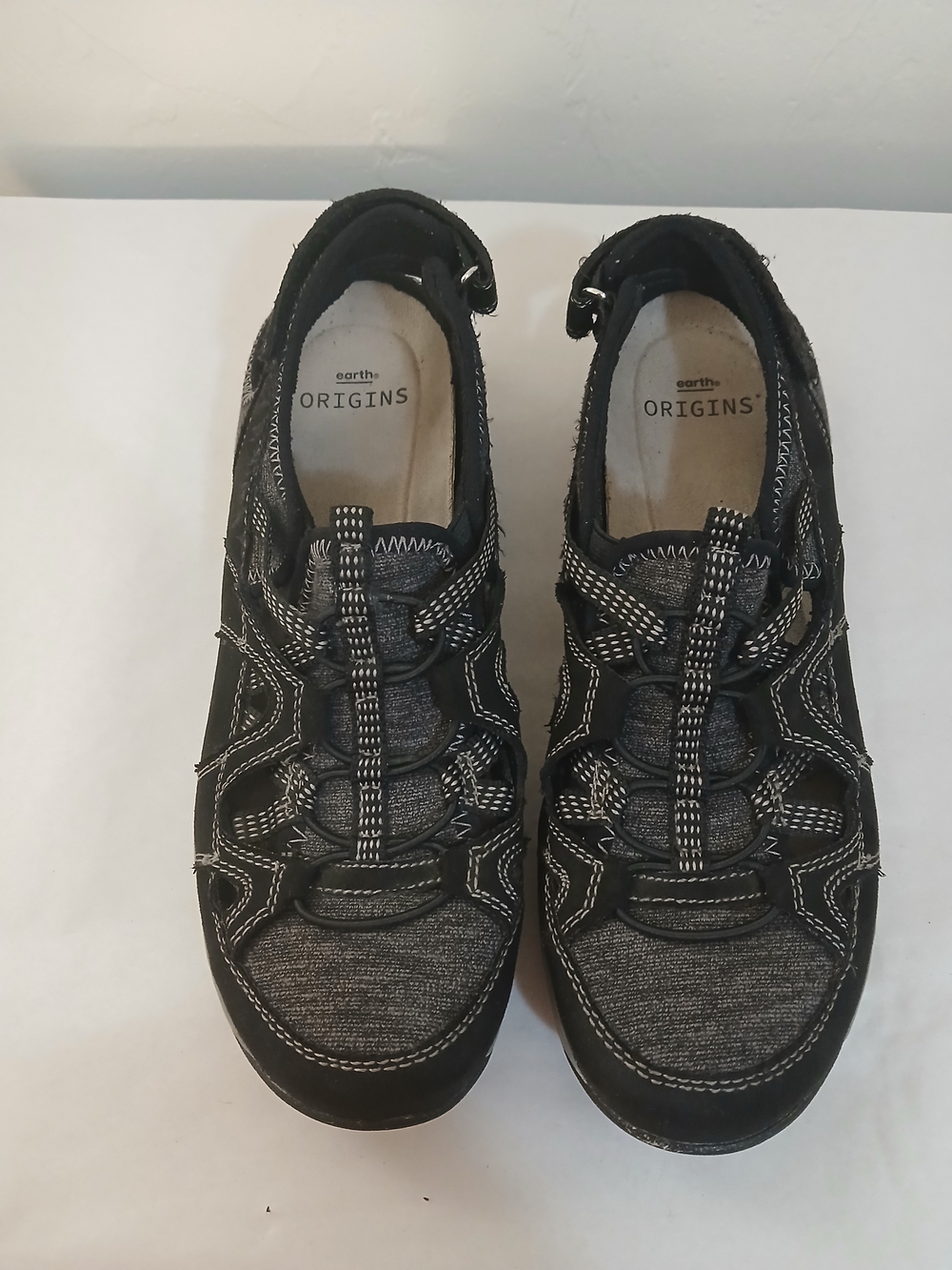EARTH ORIGINS Women "Sid" Black & Gray Casual Sport Sneakers 7.5M
